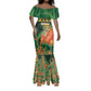 Custom Senegal Football Mermaid Dress Fiery Lion Halftone Mix Gradient Map Style