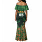 Custom Senegal Football Mermaid Dress Fiery Lion Halftone Mix Gradient Map Style