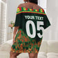Custom Senegal Football Off Shoulder Short Dress Fiery Lion Halftone Mix Gradient Map Style