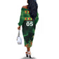 Custom Senegal Football Off The Shoulder Long Sleeve Dress Fiery Lion Halftone Mix Gradient Map Style