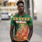 Custom Senegal Football Polo Shirt Fiery Lion Halftone Mix Gradient Map Style