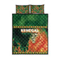 Senegal Football Quilt Bed Set Fiery Lion Halftone Mix Gradient Map Style