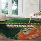 Senegal Football Round Carpet Fiery Lion Halftone Mix Gradient Map Style