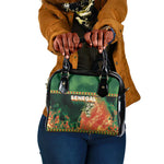 Senegal Football Shoulder Handbag Fiery Lion Halftone Mix Gradient Map Style