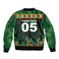 Custom Senegal Football Sleeve Zip Bomber Jacket Fiery Lion Halftone Mix Gradient Map Style