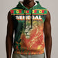 Custom Senegal Football Sleeveless Hoodie Fiery Lion Halftone Mix Gradient Map Style