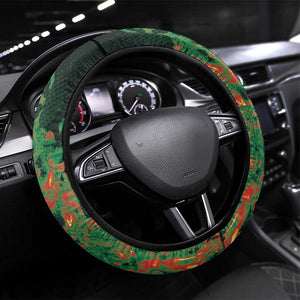 Senegal Football Steering Wheel Cover Fiery Lion Halftone Mix Gradient Map Style