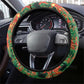 Senegal Football Steering Wheel Cover Fiery Lion Halftone Mix Gradient Map Style