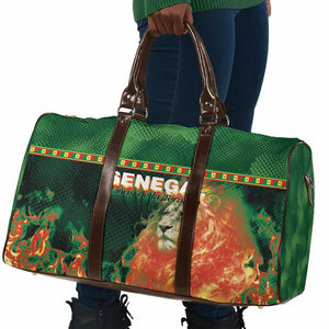 Senegal Football Travel Bag Fiery Lion Halftone Mix Gradient Map Style