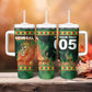Custom Senegal Football Tumbler With Handle Fiery Lion Halftone Mix Gradient Map Style