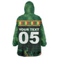 Custom Senegal Football Wearable Blanket Hoodie Fiery Lion Halftone Mix Gradient Map Style