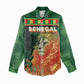 Custom Senegal Football Women Casual Shirt Fiery Lion Halftone Mix Gradient Map Style