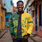 Custom South Africa Football Bomber Jacket Diamond Protea Flower Symmetrical Style