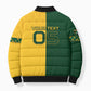 Custom South Africa Football Bomber Puffer Jacket Diamond Protea Flower Symmetrical Style