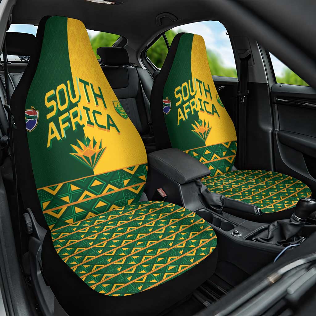South Africa Football Car Seat Cover Diamond Protea Flower Symmetrical Style