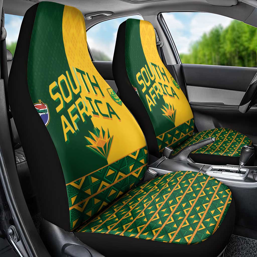 South Africa Football Car Seat Cover Diamond Protea Flower Symmetrical Style
