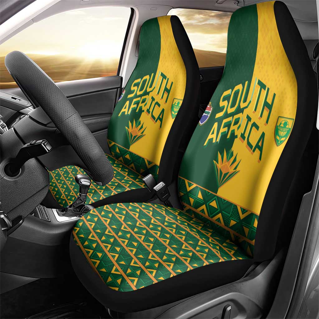 South Africa Football Car Seat Cover Diamond Protea Flower Symmetrical Style