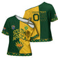 Custom South Africa Football Cross Shoulder Shirt Diamond Protea Flower Symmetrical Style