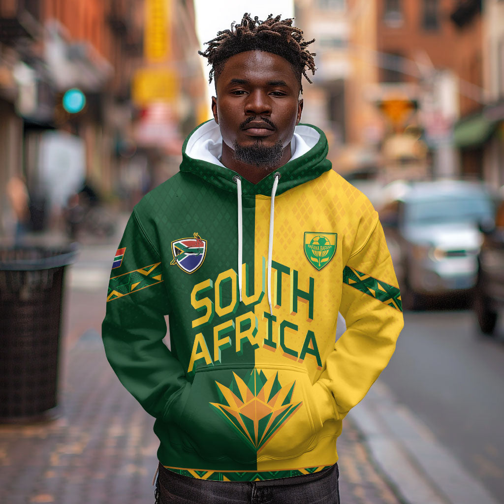 Custom South Africa Football Hoodie Diamond Protea Flower Symmetrical Style