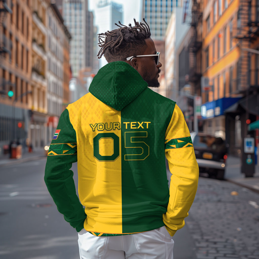 Custom South Africa Football Hoodie Diamond Protea Flower Symmetrical Style