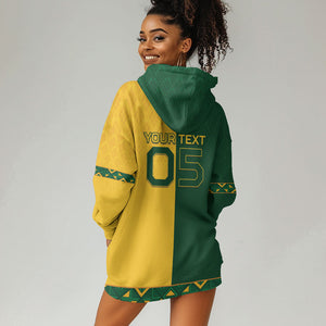 Custom South Africa Football Hoodie Dress Diamond Protea Flower Symmetrical Style