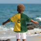 Custom South Africa Football Kid Hawaiian Shirt Diamond Protea Flower Symmetrical Style