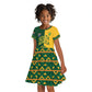 Custom South Africa Football Kid Short Sleeve Dress Diamond Protea Flower Symmetrical Style