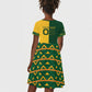 Custom South Africa Football Kid Short Sleeve Dress Diamond Protea Flower Symmetrical Style