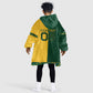 Custom South Africa Football Kid Wearable Blanket Hoodie Diamond Protea Flower Symmetrical Style