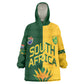 Custom South Africa Football Kid Wearable Blanket Hoodie Diamond Protea Flower Symmetrical Style