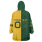 Custom South Africa Football Kid Wearable Blanket Hoodie Diamond Protea Flower Symmetrical Style