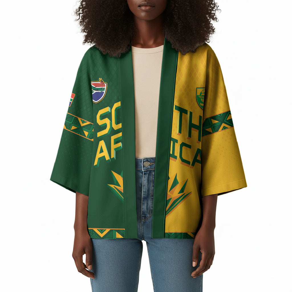 Custom South Africa Football Kimono Diamond Protea Flower Symmetrical Style