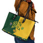 South Africa Football Leather Tote Bag Diamond Protea Flower Symmetrical Style