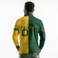 Custom South Africa Football Long Sleeve Polo Shirt Diamond Protea Flower Symmetrical Style