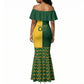 Custom South Africa Football Mermaid Dress Diamond Protea Flower Symmetrical Style