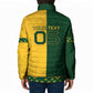 Custom South Africa Football Padded Jacket Diamond Protea Flower Symmetrical Style