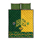 South Africa Football Quilt Bed Set Diamond Protea Flower Symmetrical Style