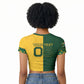 Custom South Africa Football Raglan Cropped T shirt Diamond Protea Flower Symmetrical Style