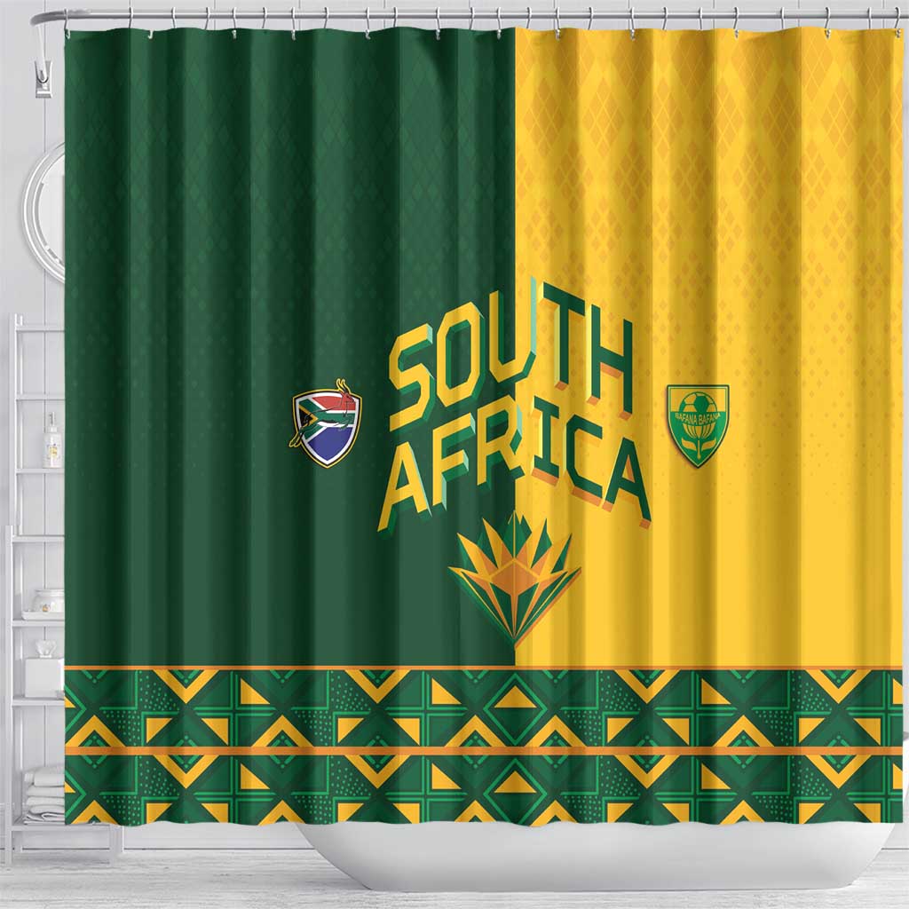 South Africa Football Shower Curtain Diamond Protea Flower Symmetrical Style