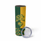 Custom South Africa Football Skinny Tumbler Diamond Protea Flower Symmetrical Style