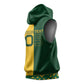 Custom South Africa Football Sleeveless Hoodie Diamond Protea Flower Symmetrical Style