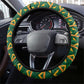 South Africa Football Steering Wheel Cover Diamond Protea Flower Symmetrical Style