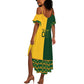 Custom South Africa Football Summer Maxi Dress Diamond Protea Flower Symmetrical Style