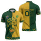 Custom South Africa Football Zipper Polo Shirt Diamond Protea Flower Symmetrical Style