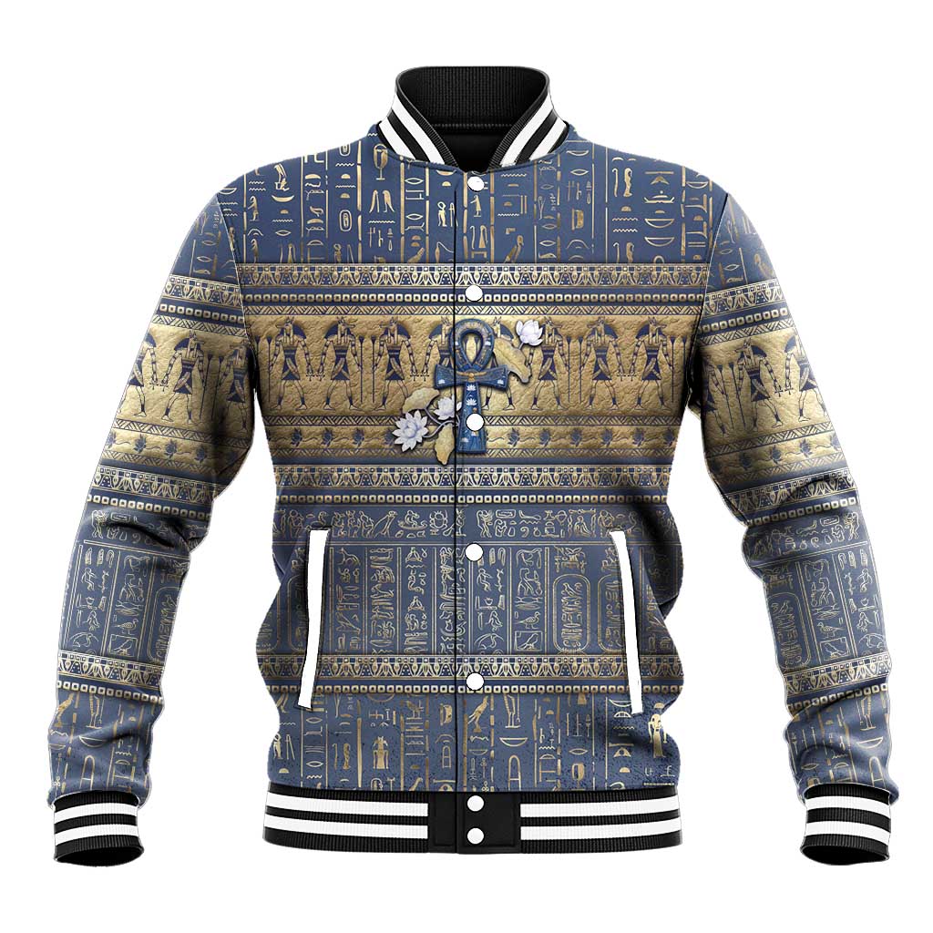 Ankh Egypt Baseball Jacket Egyptian Lotus Flowers