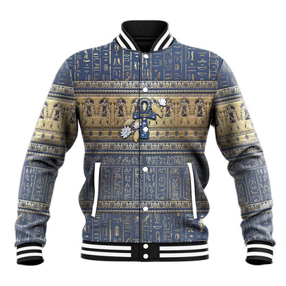 Ankh Egypt Baseball Jacket Egyptian Lotus Flowers