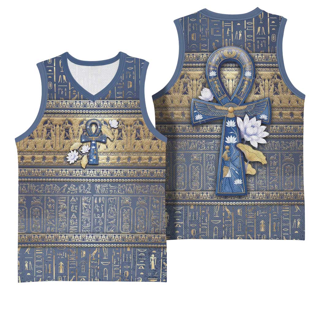 Ankh Egypt Basketball Jersey Egyptian Lotus Flowers