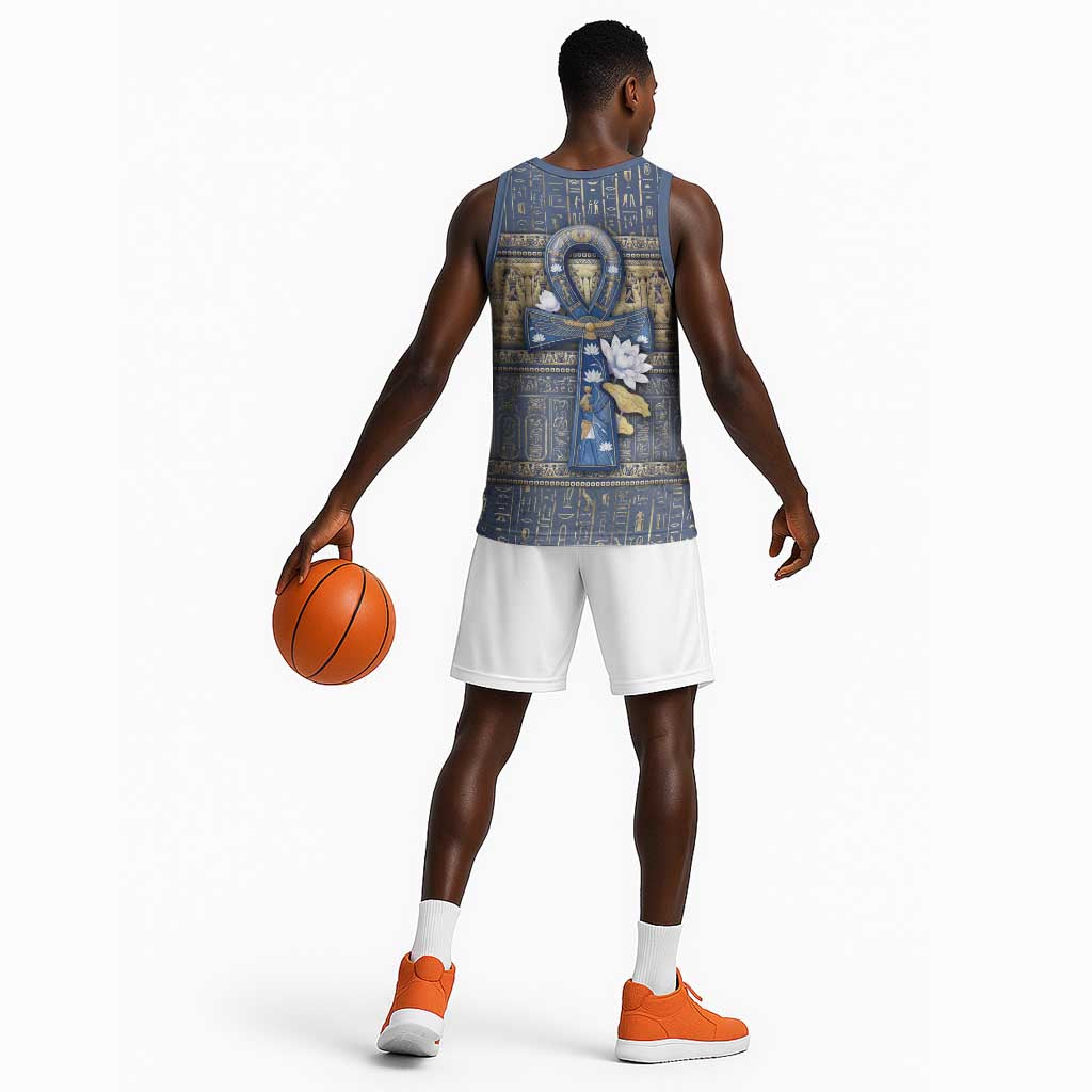 Ankh Egypt Basketball Jersey Egyptian Lotus Flowers