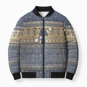 Ankh Egypt Bomber Puffer Jacket Egyptian Lotus Flowers