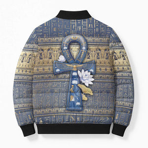 Ankh Egypt Bomber Puffer Jacket Egyptian Lotus Flowers